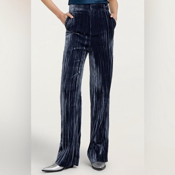 cinq a sept Pants - Cinq à Sept Collin’s Midnight Velvet Wide Leg Pants